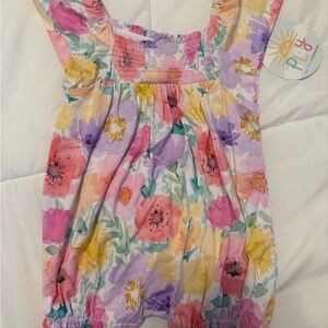 NWT Little Sleepies Watercolor Meadow Bubble Romper size 6-12 months